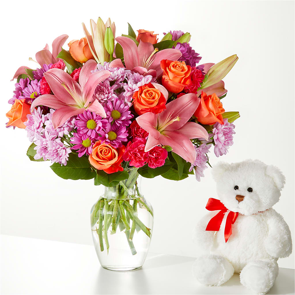 One and Only Bouquet and Bear Bundle – Serrano Flowers, Riverside CA