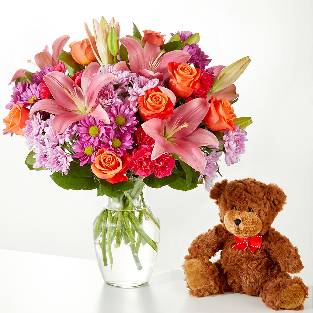 One and Only Bouquet and Bear Bundle – Serrano Flowers, Riverside CA