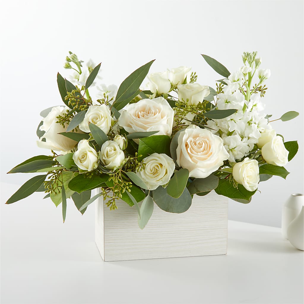 Fresh Linen Box Bouquet – Serrano Flowers, Riverside CA