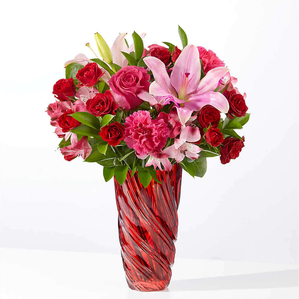 In Love Bouquet with Luxe Swirl Vase – Serrano Flowers, Riverside CA