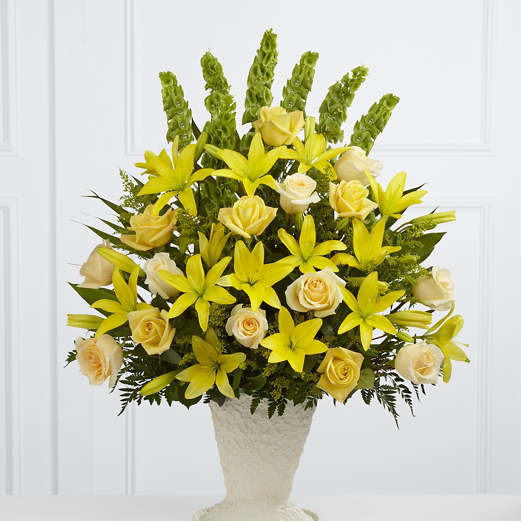 Golden Memories Arrangement – Serrano Flowers, Riverside CA