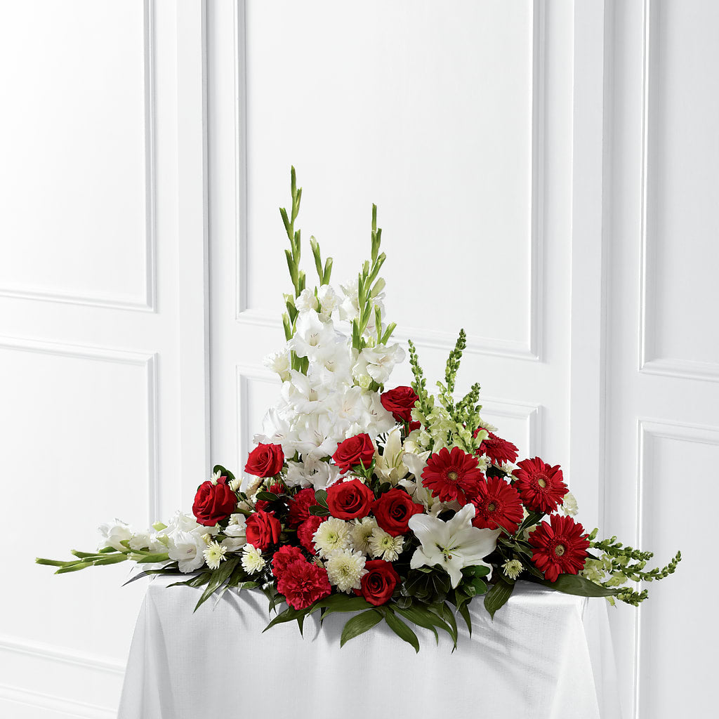 Crimson & White Arrangement – Serrano Flowers, Riverside CA