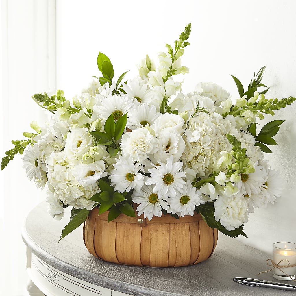 Pure Ivory Basket – Serrano Flowers, Riverside CA