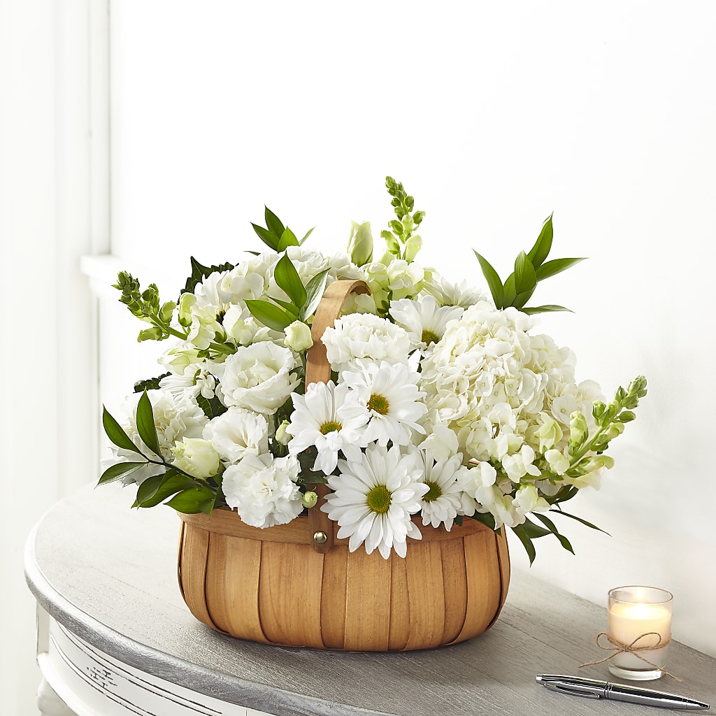 Pure Ivory Basket – Serrano Flowers, Riverside CA