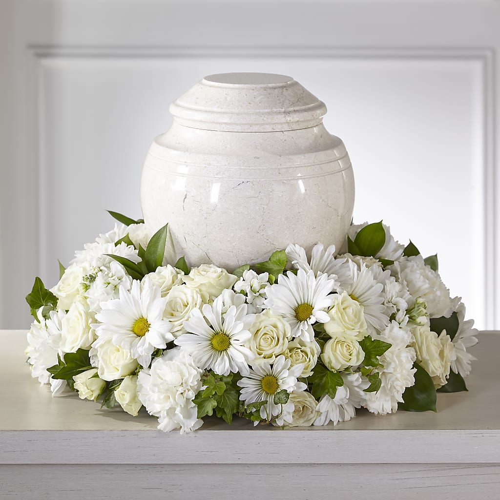 Ivory Gardens Cremation Adornment – Serrano Flowers, Riverside CA