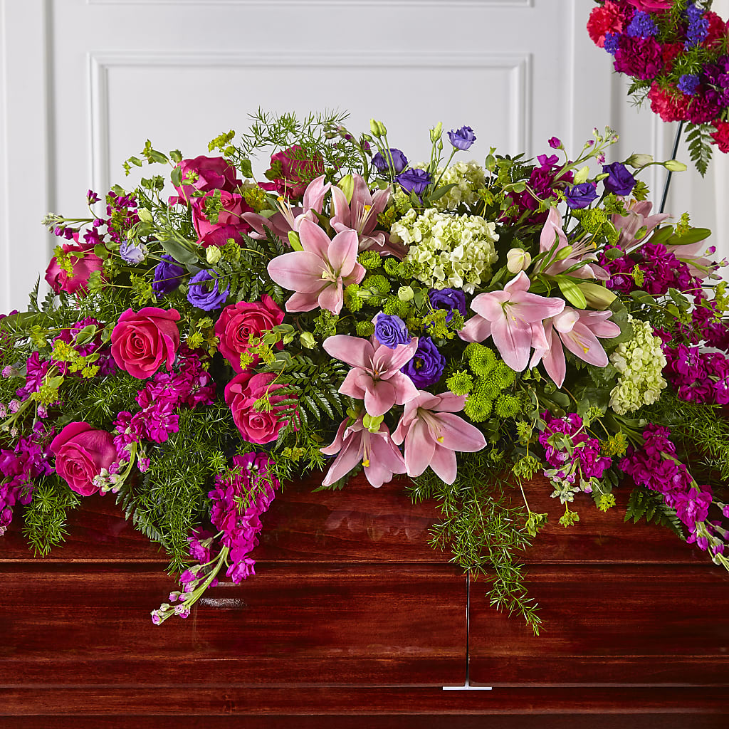 Radiant Tribute Casket Spray – Serrano Flowers, Riverside CA