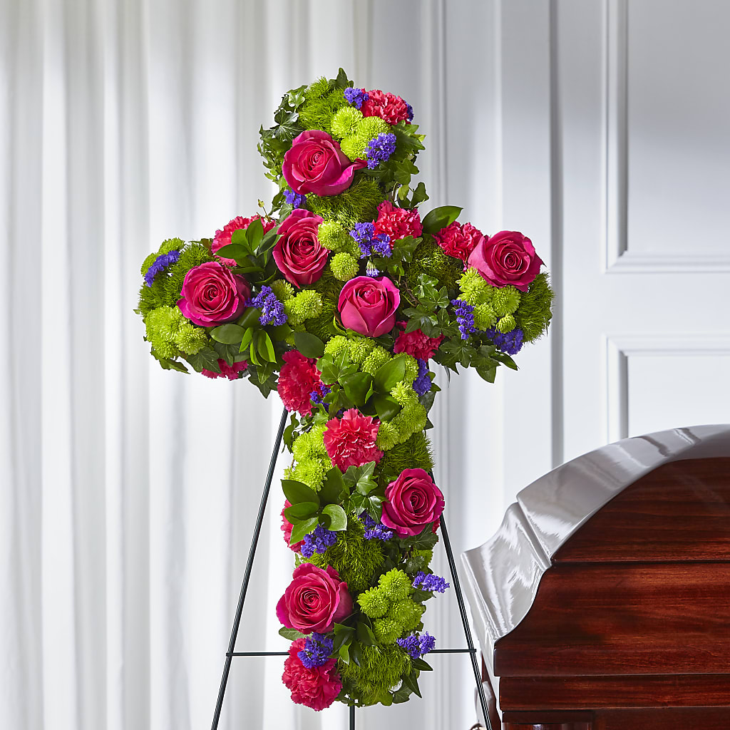 Tribute Rose Floral Cross – Serrano Flowers, Riverside CA
