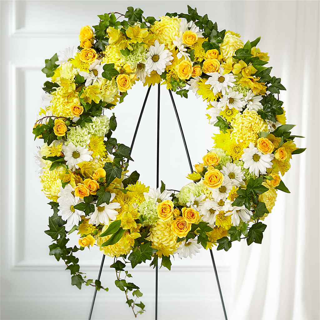 Golden Remembrance Wreath – Serrano Flowers, Riverside CA