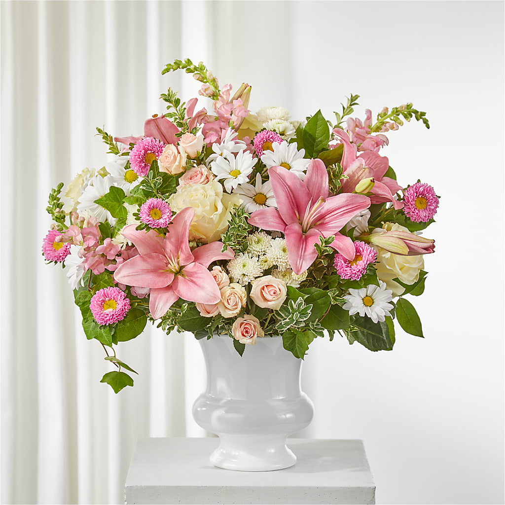 Empathetic Blooms Urn Arrangement – Serrano Flowers, Riverside CA