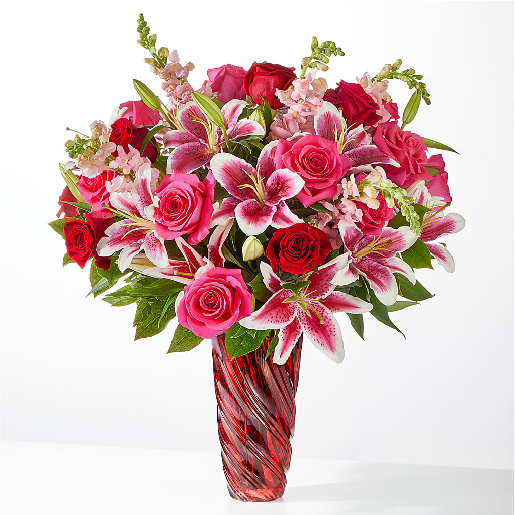 Always You Bouquet with Luxe Swirl Vase – Serrano Flowers, Riverside CA