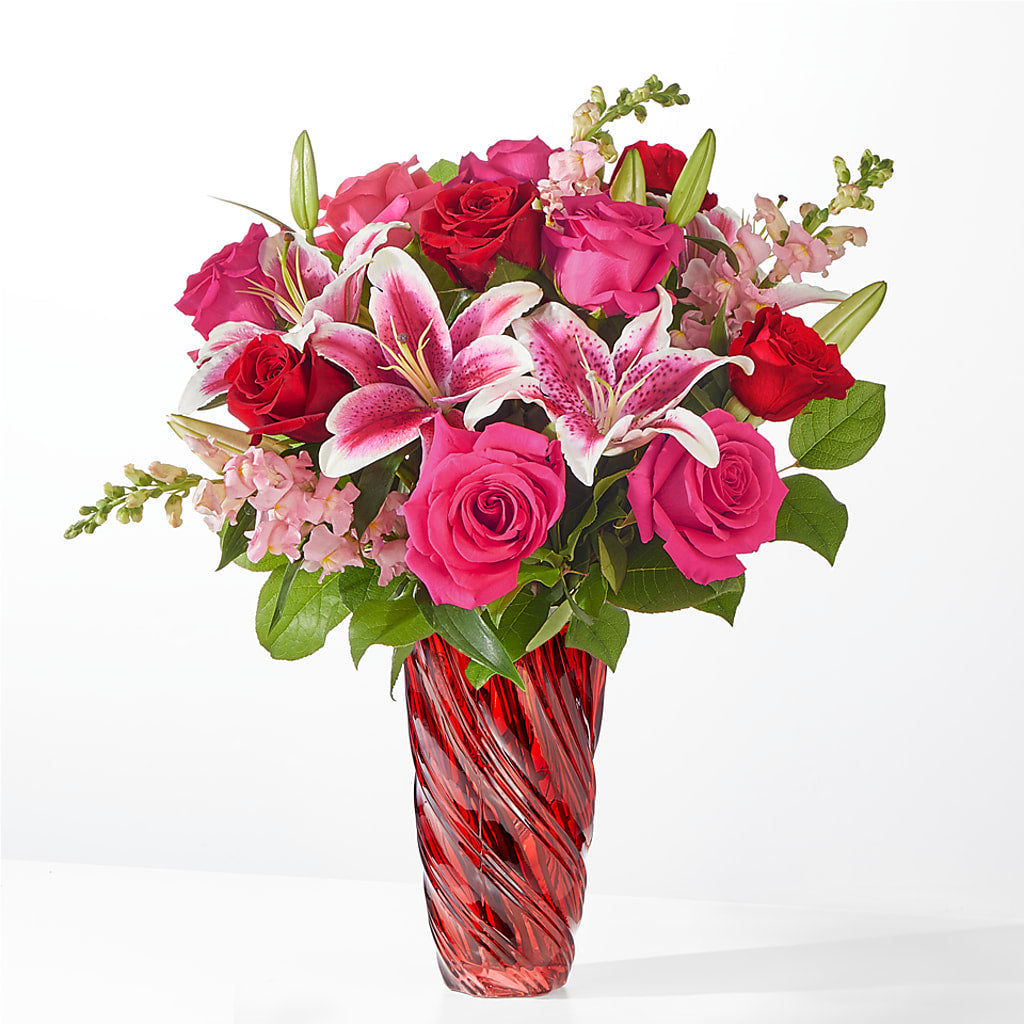 Always You Bouquet with Luxe Swirl Vase – Serrano Flowers, Riverside CA