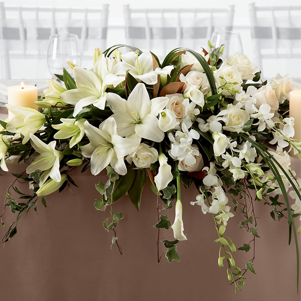 White Linen Arrangement – Serrano Flowers, Riverside CA