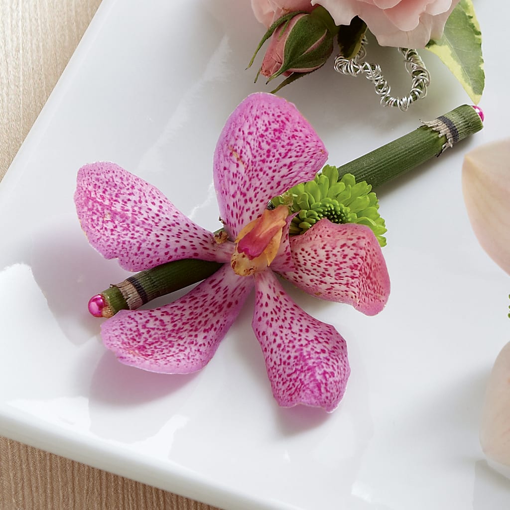 Pink Mokara Boutonniere – Serrano Flowers, Riverside CA