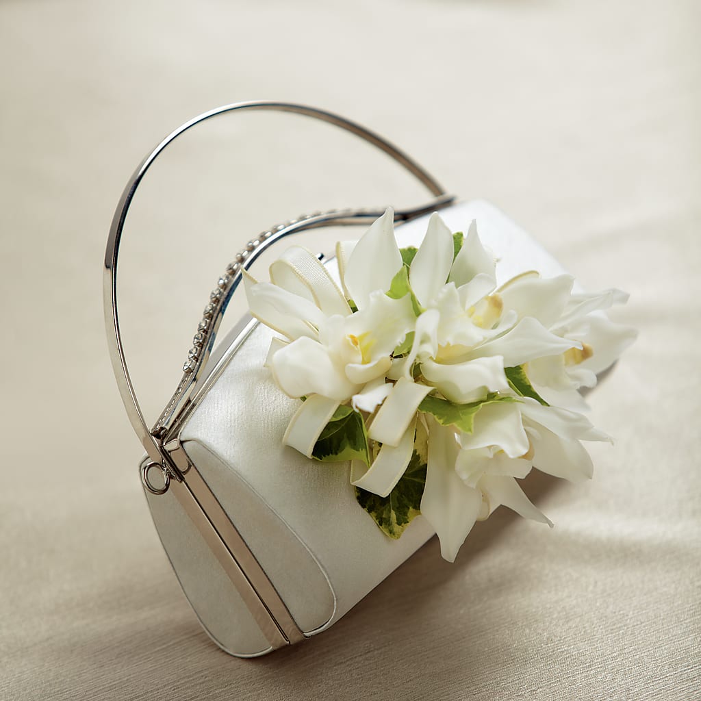 White Purse Decor – Serrano Flowers, Riverside CA