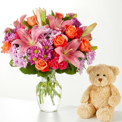 One and Only Bouquet and Bear Bundle –  Serrano Flowers, Riverside CA