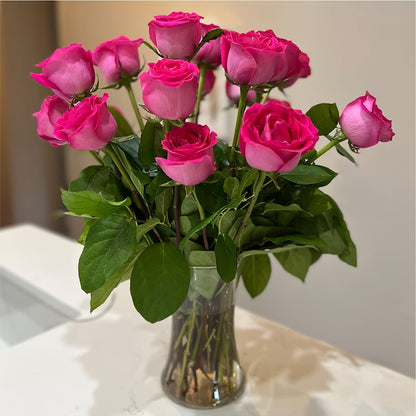 Long Stem Pink Rose Bouquet –  Serrano Flowers, Riverside CA