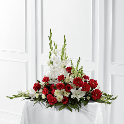 Crimson & White Arrangement –  Serrano Flowers, Riverside CA