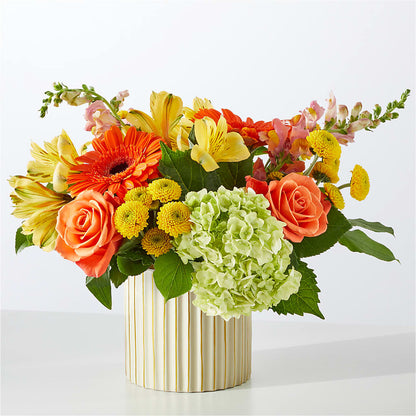 Autumn Sunshine Bouquet with Ivory Vase –  Serrano Flowers, Riverside CA