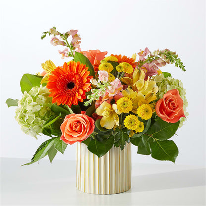 Autumn Sunshine Bouquet with Ivory Vase –  Serrano Flowers, Riverside CA