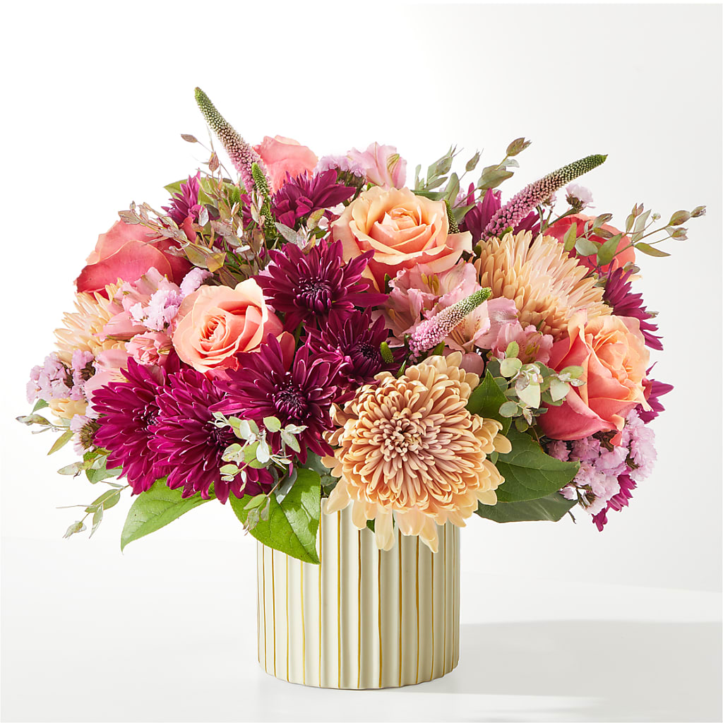 Berry Cobbler Bouquet with Ivory Vase –  Serrano Flowers, Riverside CA