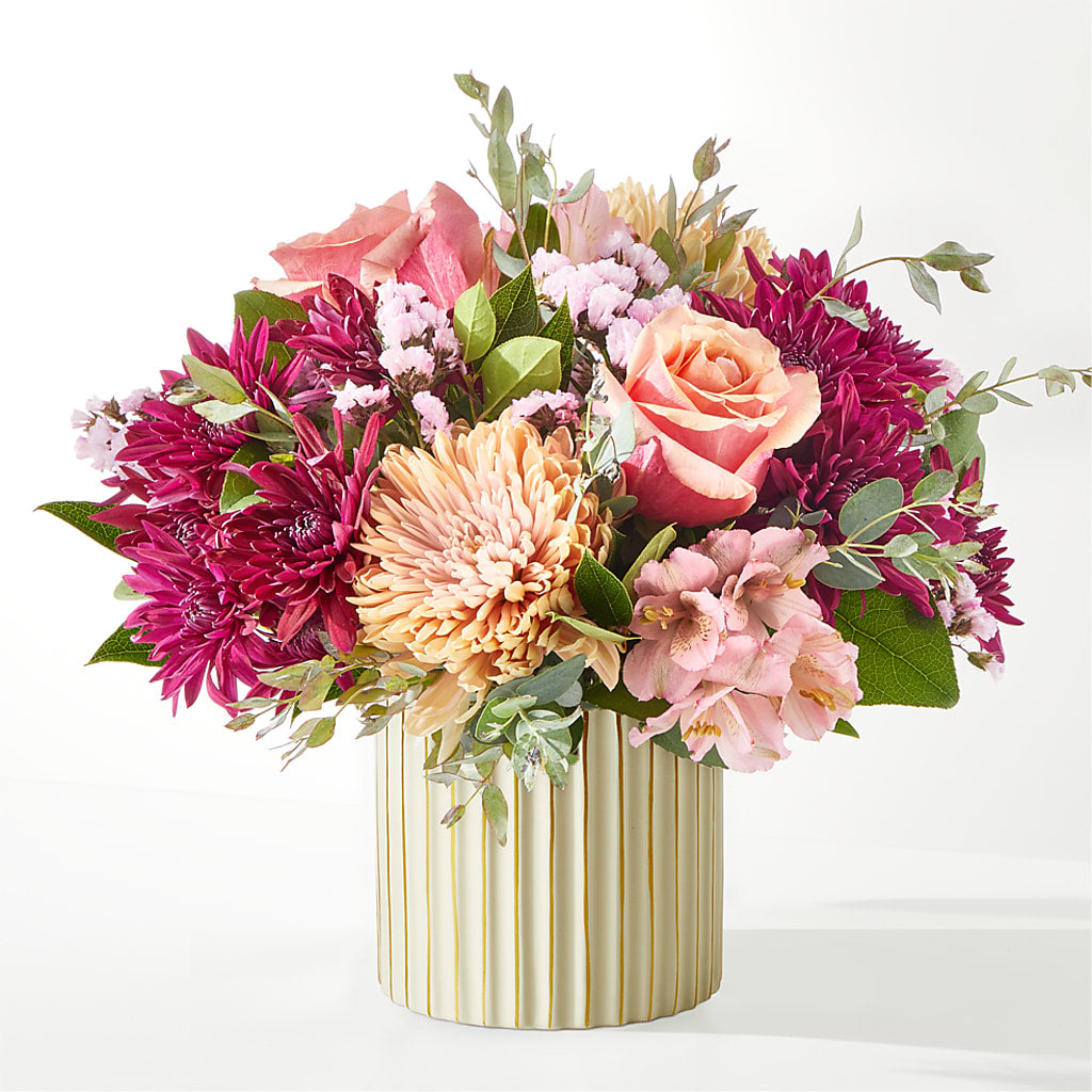 Berry Cobbler Bouquet with Ivory Vase –  Serrano Flowers, Riverside CA