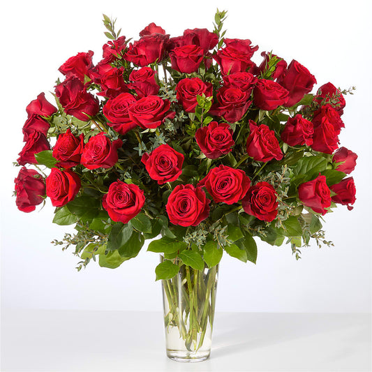Forever Yours Fifty Stem Red Rose Bouquet –  Serrano Flowers, Riverside CA